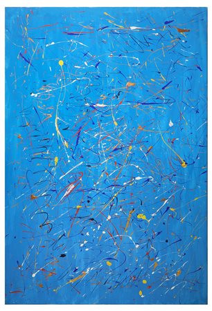 Raffigurazione astratta su fondo azzurro