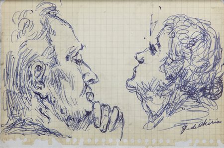 DE CHIRICO GIORGIO (1888 - 1978) - Studio di volti maschili di profilo.