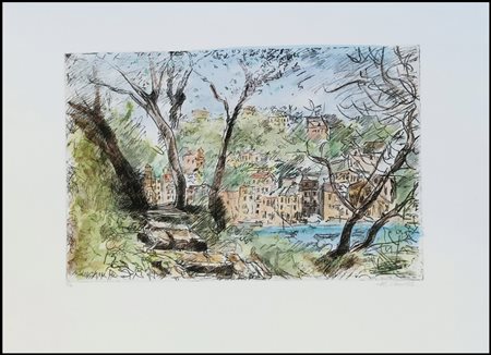 CASCELLA MICHELE Ortona 1892 - Milano 1989 "Passeggiata su Portofino"