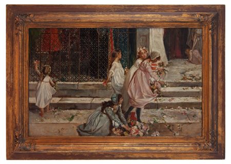 Scipione Vannuteli Roma 1833 – 1894 Omaggio floreale ai funerali di Giulietta a Verona