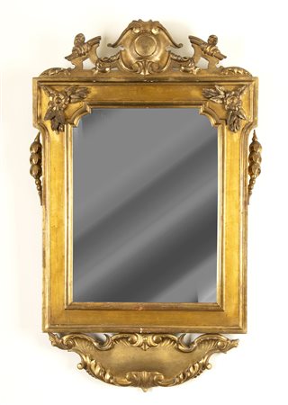 Specchiera italiana dorata con cimasa - XVIII secolo 
