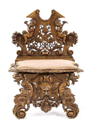 Panca italiana intagliata - XIX secolo