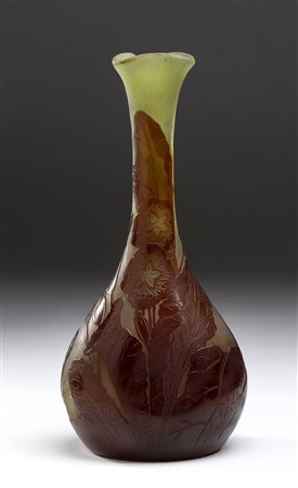 Vaso a fiasca in vetro trilobato -  Émile Gallé (1846-1904) - Nancy