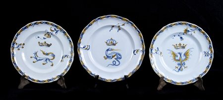 Gruppo di tre piatti in ceramica  -  Émile Gallé (1846-1904) - Nancy