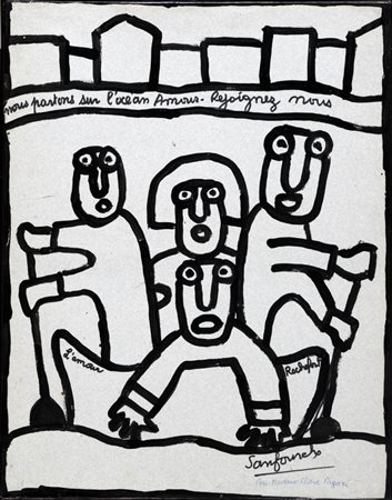 JEAN SANFOURCHE 1929 - 2010 Senza titolo Tempera su carta telata, cm. 65 x 50...