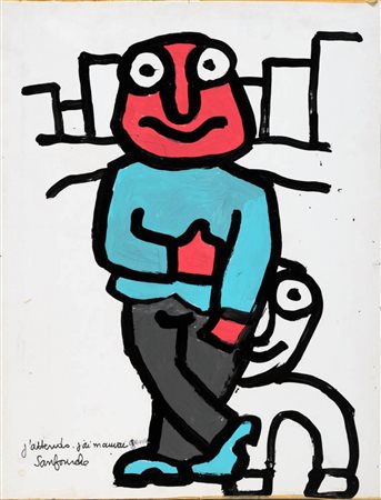 JEAN SANFOURCHE 1929 - 2010 Senza titolo Tempera su carta telata, cm. 65 x 50...