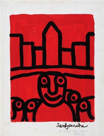 JEAN SANFOURCHE 1929 - 2010 Senza titolo Tempera su carta telata, cm. 65 x 50...