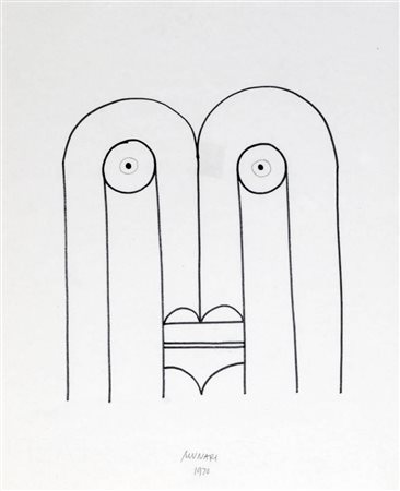 BRUNO MUNARI 1907 - 1998 " Antenati ", 1970 Inchiostro su cartoncino, cm....