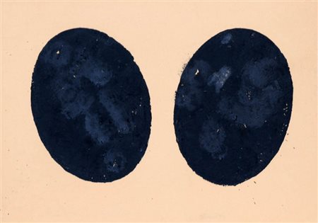 TURI SIMETI 1929 " Due ovali neri ", anni 60 Tecnica mista su carta telata,...
