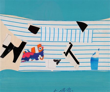 SERGIO DANGELO 1932 " Se abbocca ", anni 70 Tecnica mista e collage su tela,...