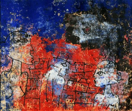 FRANCO ROGNONI 1913 - 1999 Senza titolo Tecnica mista su carta telata, cm. 54...