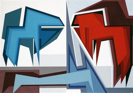 GUALTIERO NATIVI 1921 - 1999 Senza titolo, 1989 Tempera su tela, cm. 70 x 100...