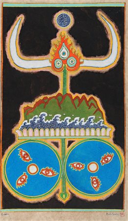 MARTIN BRADLEY 1931 " Emblema ", 1970 Gouache su carta telata, cm. 105 x 61...