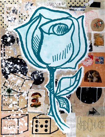 DONALD BAECHLER 1956 " Cook's Night Out ", 2001 Gouache e collage su carta,...