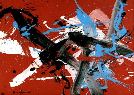 TOTI SCIALOJA 1914 - 1998 Senza titolo, 1985 Olio e vinavil su cartone...