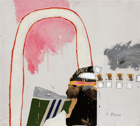 FABRIZIO PLESSI 1940 " Seguiremo I ", anni 60 Olio e collage su tela, cm. 100...