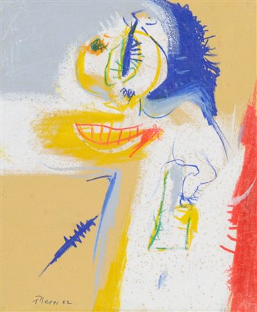 FABRIZIO PLESSI 1940 " Personaggio ", 1962 Tecnica mista su cartoncino...