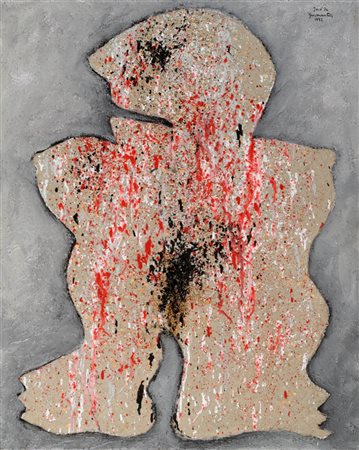 JOSE' DE GUIMARAES 1939 " Femer sobre Fundo cinzento ", 1992 Tecnica mista su...