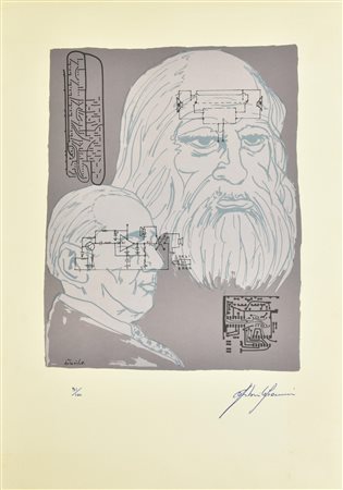 Gianni Arbrile I FISICI litografia su carta, cm 50x35; es.31/100 firma...