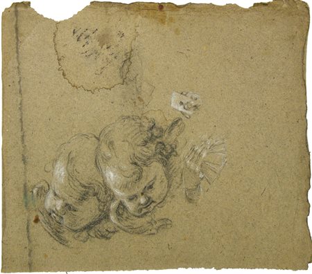 Scuola veneta del XVIII secolo STUDIO DI PUTTI matita e biacca su carta...