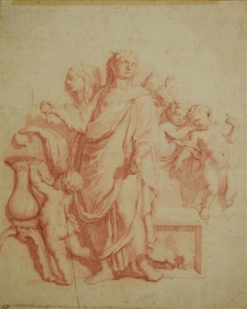 Scuola italiana del XVIII secolo ALLEGORIA sanguigna su cartoncino, cm 29x21...