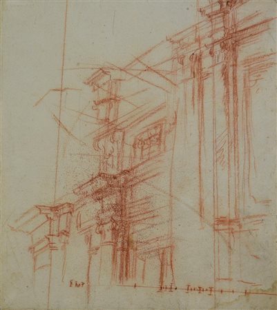 Scuola italiana del XVIII secolo STUDIO ARCHITETTONICO sanguigna su carta...
