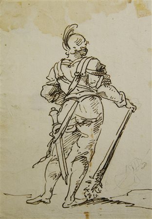 Scuola italiana del XVIII secolo STUDIO DI SOLDATO china su carta vergellata...