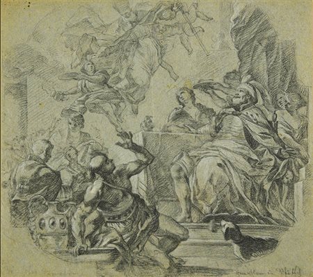 Scuola veneta del XIX secolo LA FESTA DI BALDASSARRE matita su carta...