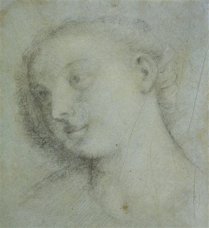 Scuola italiana del XVII secolo VOLTO FEMMINILE matita su carta vergellata e...