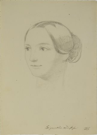 Gustav Dittenberger (1794 - 1879) VOLTO DI DONNA DI PROFILO matita su carta,...