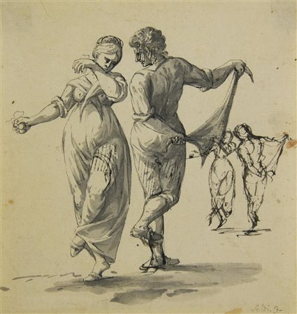 Scuola italiana del XIX secolo STUDIO DI FIGURE DANZANTI inchiostro...