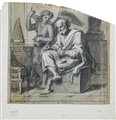 Francois Verdier (1651 - 1730) SAN MATTEO E L'ANGELO matita e biacca su carta...
