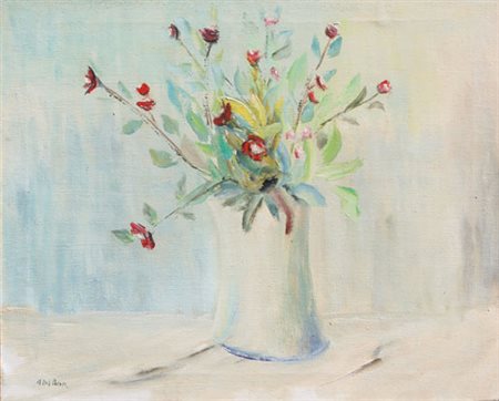 DEL BON Angelo (Milano 1898 - Desio 1952) Rose, 1948 olio su tela, cm. 51 x...
