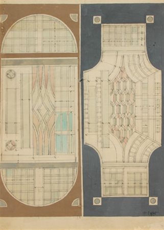 DEPERO Fortunato (Fondo 1892 - Rovereto 1960) Progetto per vetrate del...