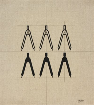 STEFANONI Tino (Lecco 1937) I compassi, anni 70 tecnica mista su tela, cm. 70...