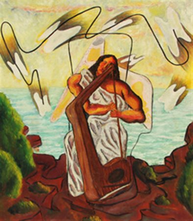 ORIANI Pippo (Torino 1909 - Roma 1972) Donna con arpa, 1937 olio su tela, cm....