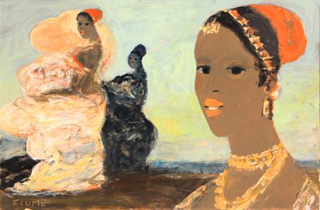 FIUME Salvatore (Comiso (Rg) 1915 - Canzo (Co) 1997) Somale olio su masonite,...