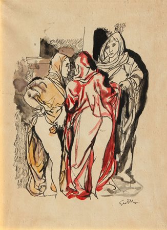 GUTTUSO Renato (Bagheria 1912 - Roma 1987) Senza titolo tecnica mista su...