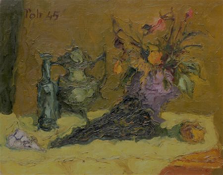 SCIALOJA Toti (Roma, 1914 - Roma, 1998) Natura morta, 1945 olio su tela, cm....