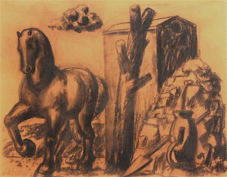 ALBERT Hermann (Norimberga, 1937) Senza titolo, 1988 carboncino su carta, cm....