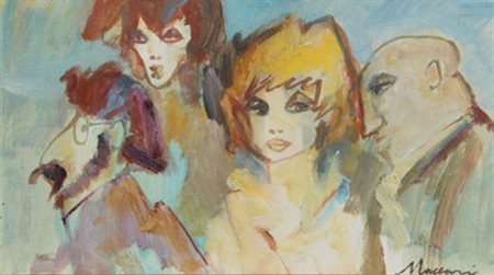 MACCARI Mino (Siena 1898 - Roma 1989) Figure olio su cartone intelato, cm. 20...