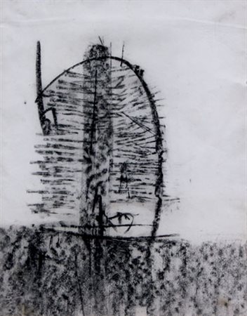 SCANAVINO Emilio (Genova 1922 - Milano 1986) Senza titolo, 1956 carboncino su...