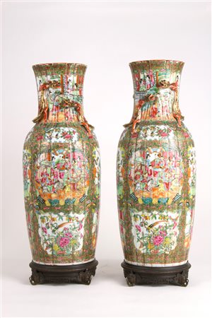 Pair of vases with bronze bases