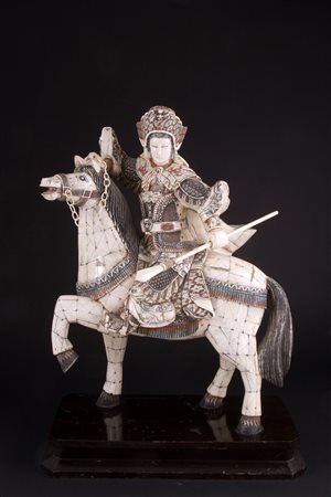 Bone sculpture "WARRIOR ON HORSE"