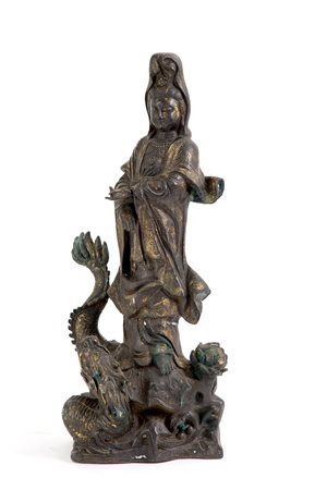 Bronze sculpture "GUANYN ON A DRAGON"