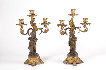Pair of bronze candlesticks