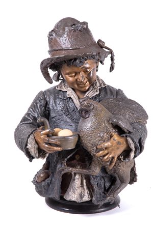 Sculpture "FARMER WITH HEN"