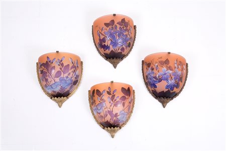 Four sconces signed GALLE'