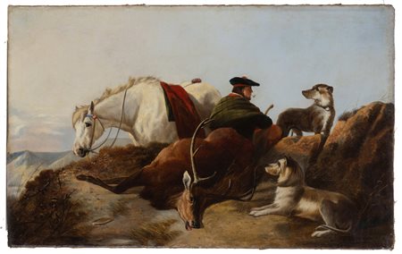 LOUIS ETIENNE TIMMERMANS. Painting ''DEER HUNTING''