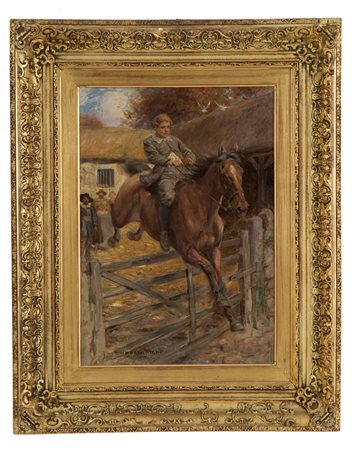 ROWLAND WHEELWRIGHT. Painting "HORSE FENCE JUMPING"